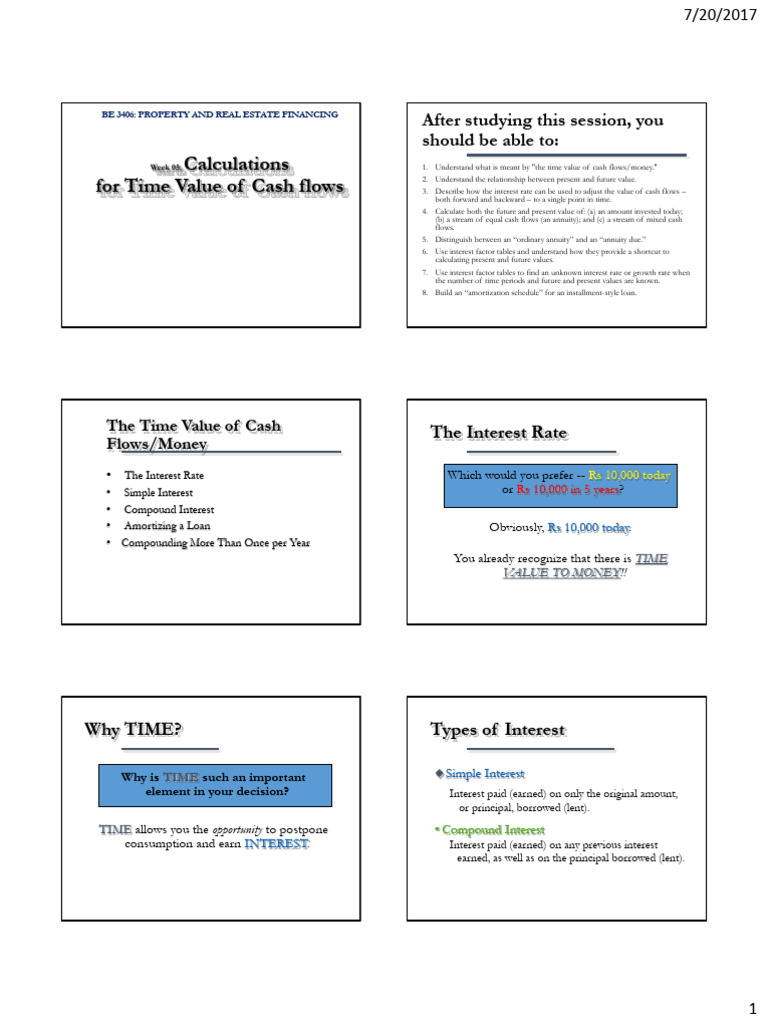 Week 05-Calculation of Time Value of Cash Flows | PDF | Interest ...