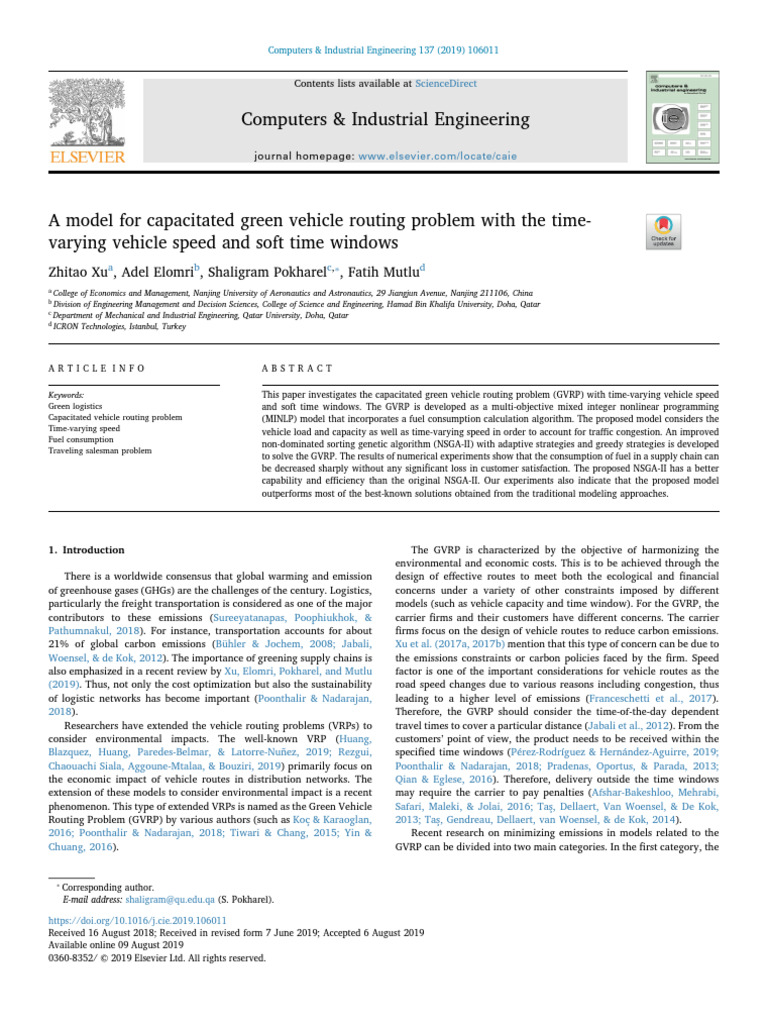 Capacitated Green Vehicle Routing Model | PDF