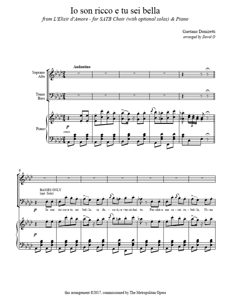 IO SON RICCO E TU SEI BELLA (V. Bellini) | PDF
