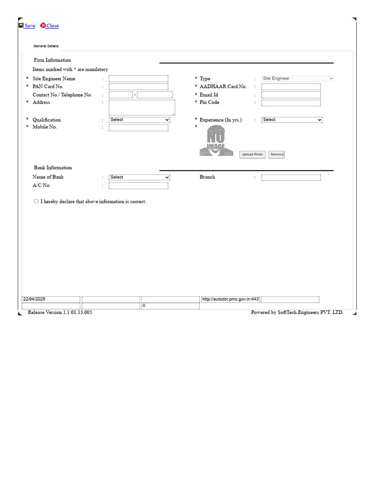Site Engineer Information Form | PDF