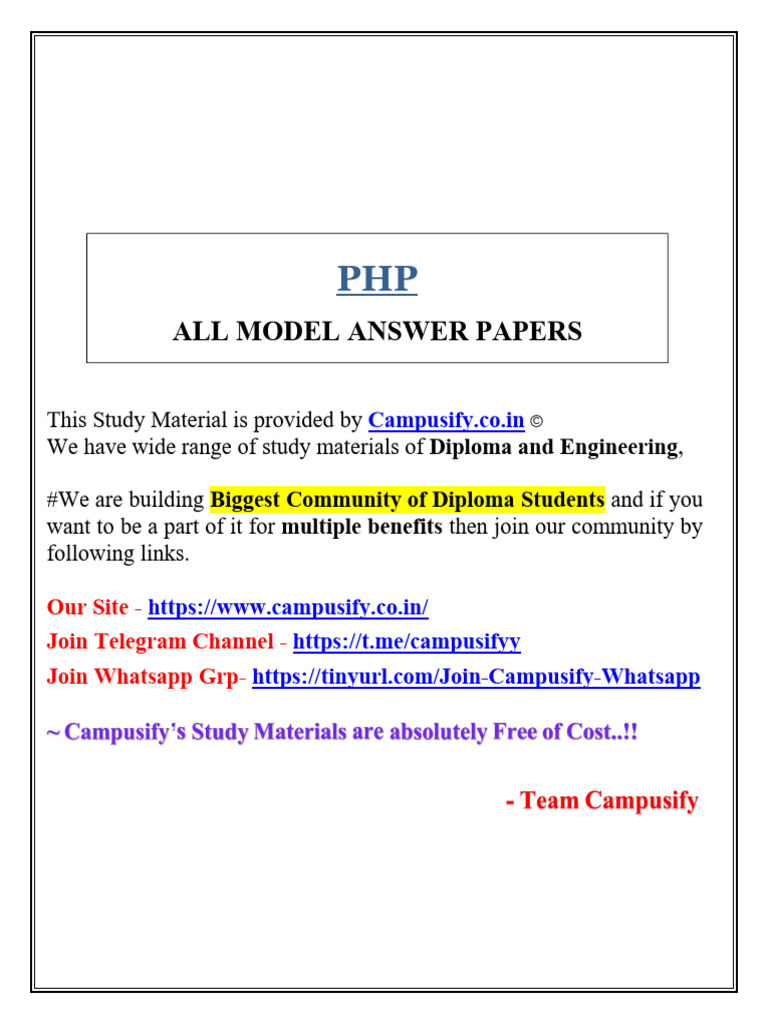 PHP All Model by Campusify | PDF | Control Flow | Method (Computer ...