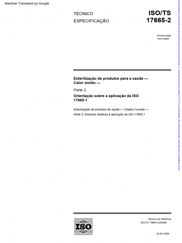 Diretrizes da ISO 17665-2 sobre Esterilização | PDF | Esterilização ...