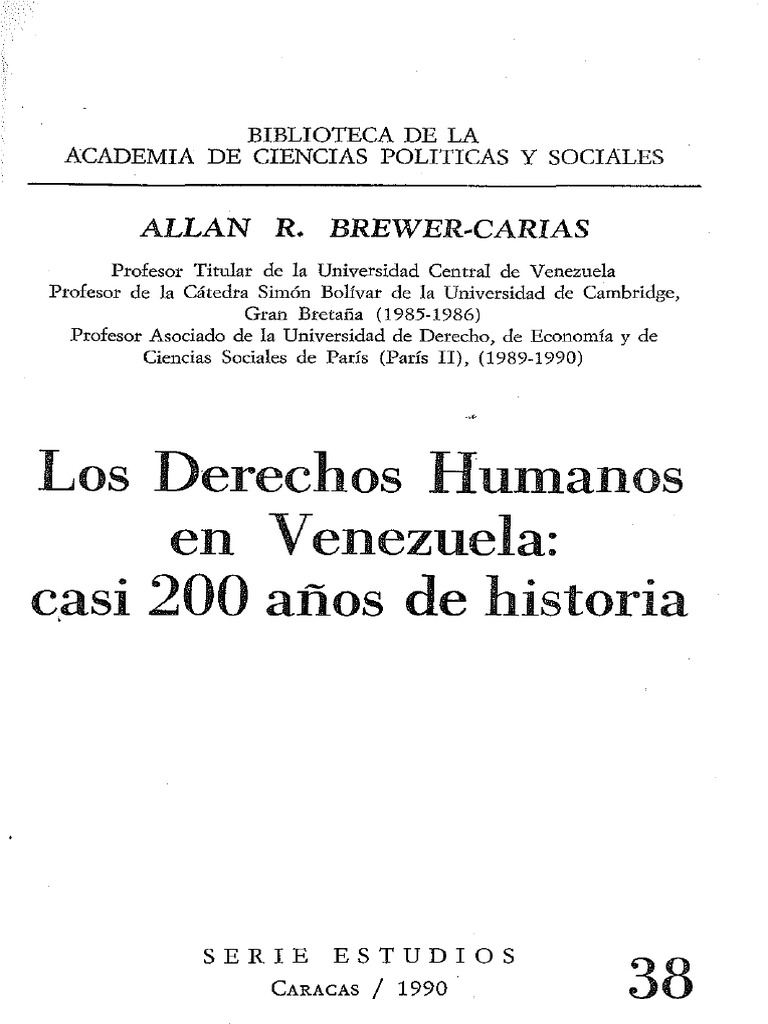 Los Derechos Humanos en Venezuela: C.asi 200 Afios de Historia | PDF ...