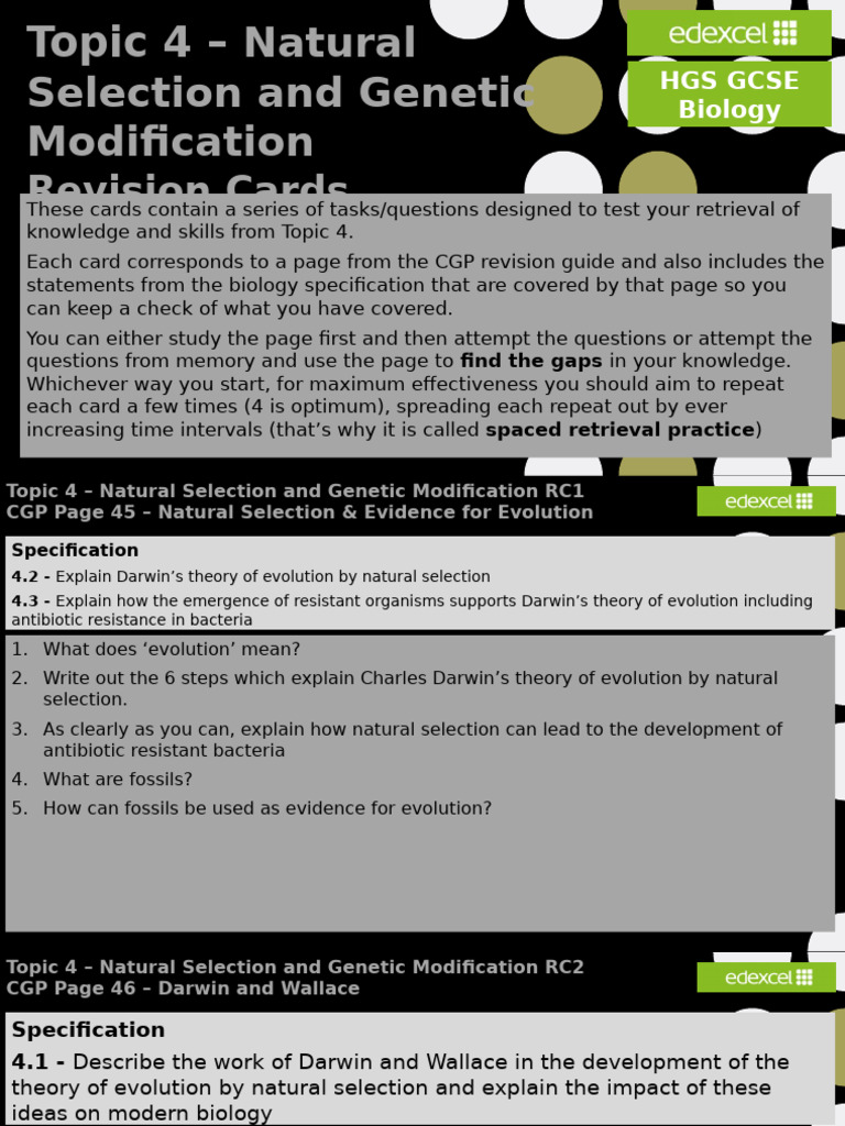 Topic 4 - Natural Selection and Genetic Modification | PDF | Genetic ...
