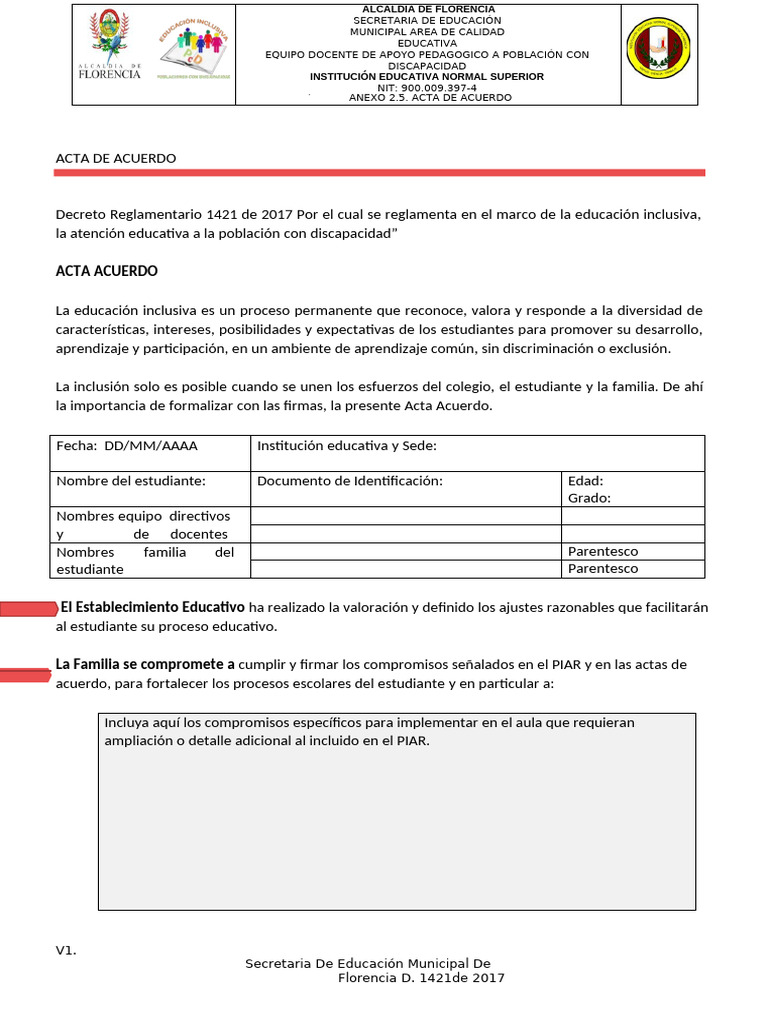 Acta de Acuerdo para Educación Inclusiva | PDF | Aprendizaje