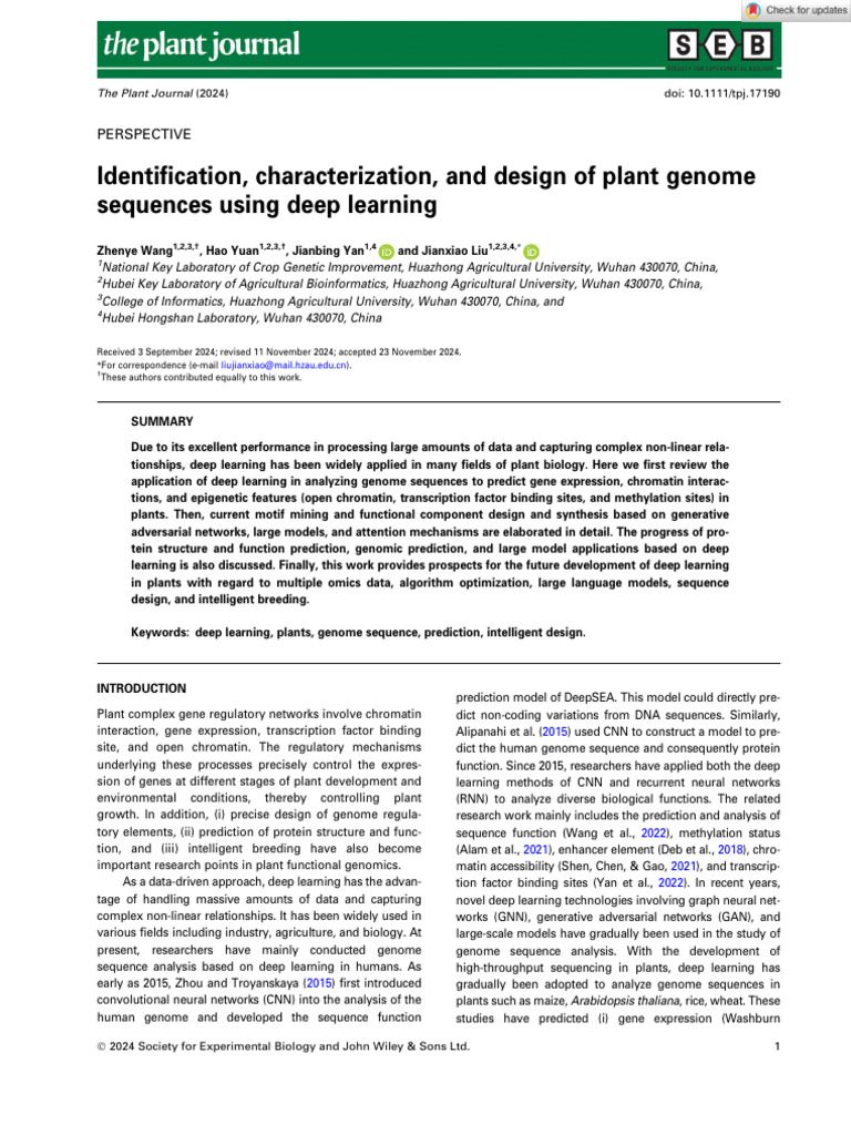 Deep Learning in Plant Genome Analysis | PDF | Transcription Factor ...