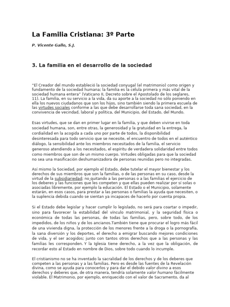 La Familia en El Desarrollo de La Sociedad | PDF | Matrimonio | Estado ...