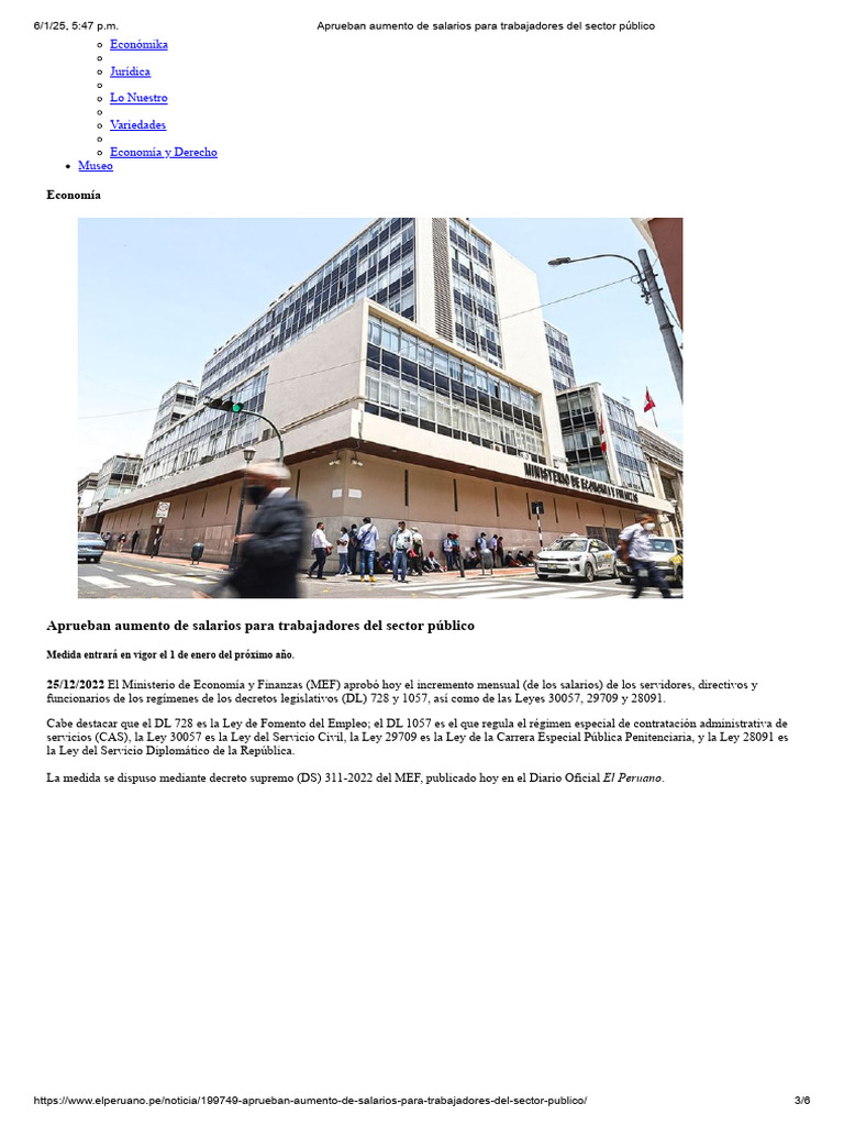 Aprueban Aumento de Salarios para Trabajadores Del Sector Público | PDF