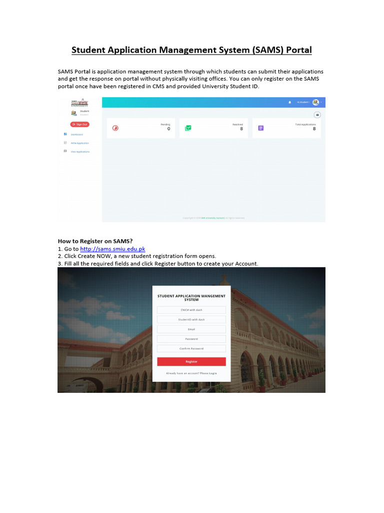 SAMS Portal Guide for Students | PDF