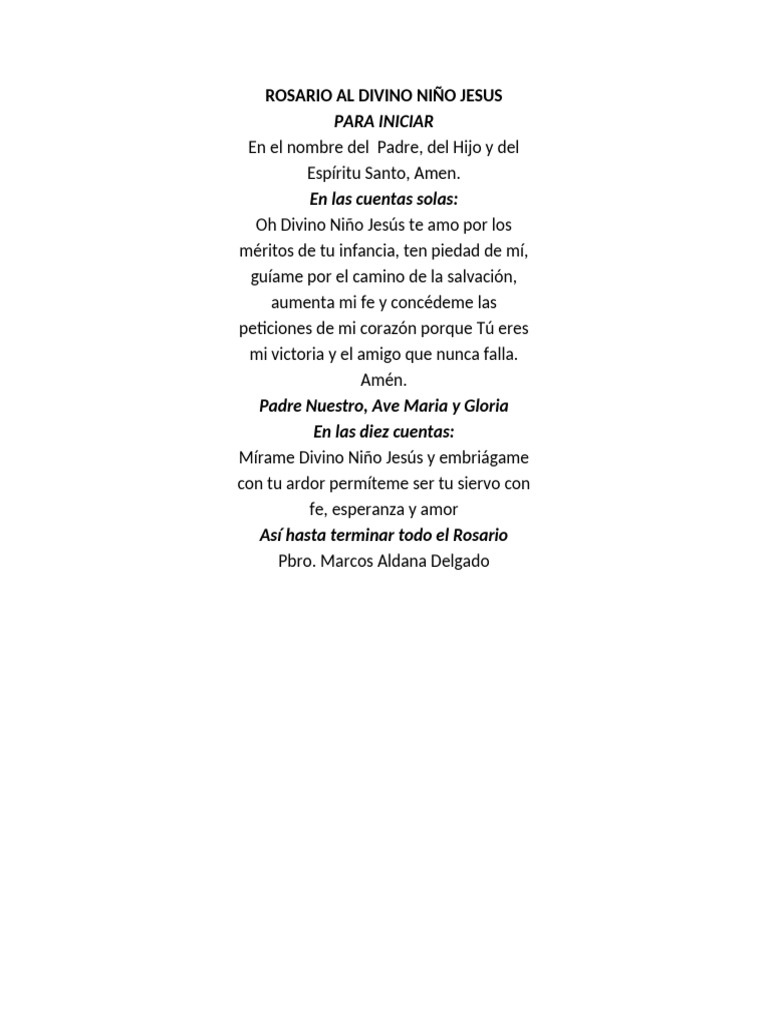 Rosario Al Divino Niño Jesus | PDF