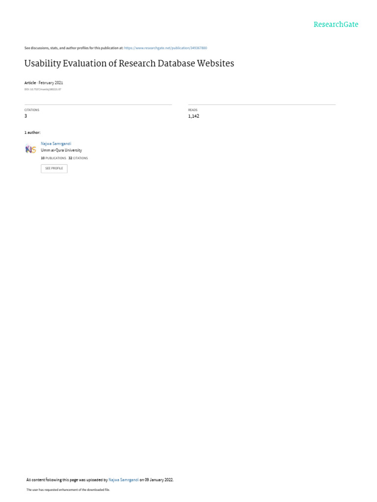 Usability Evaluationof Research Database Websites | PDF | Usability ...