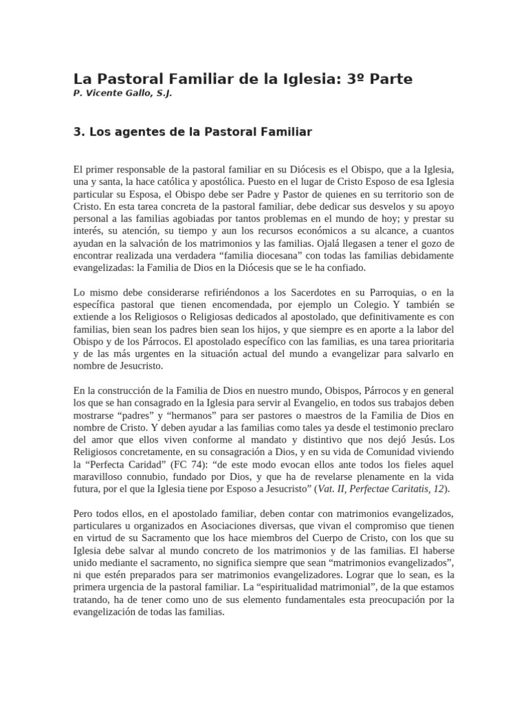 Agentes de la Pastoral Familiar en la Iglesia | PDF | Iglesia Católica ...