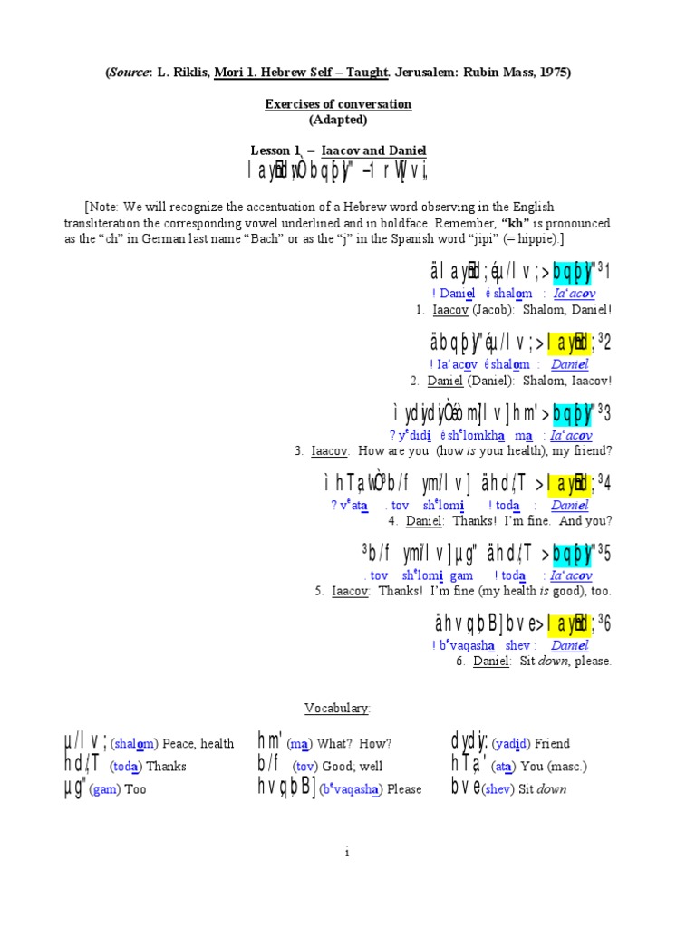 Lesson 1 And Contents L Riklis Mori 1 2 Grammatical Number Grammatical Gender