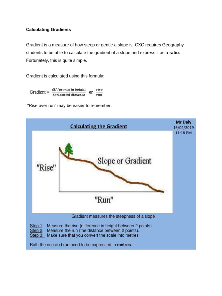 Calculating Gradients in Geography | PDF | Slope