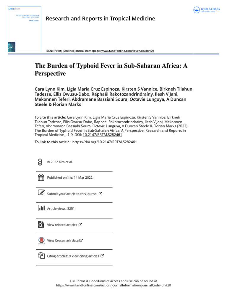 Typhoid Fever Burden in Sub-Saharan Africa | PDF | Immunology | Health ...