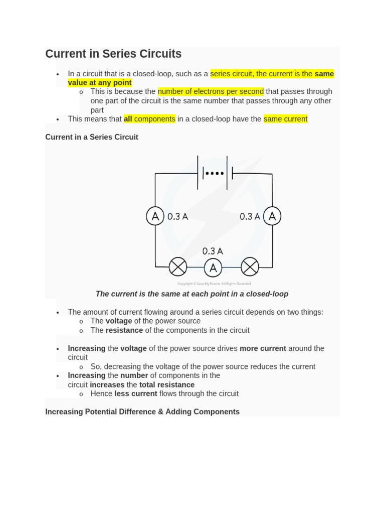 Current in Series Circuits | PDF | Series And Parallel Circuits ...