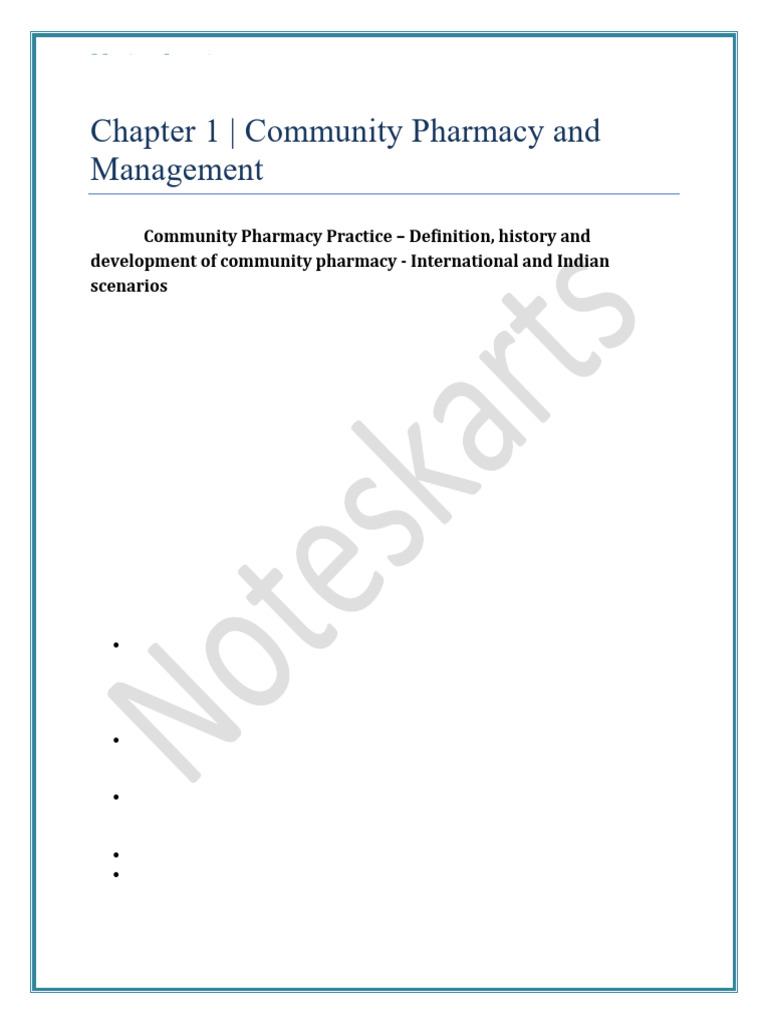 Community Pharmacy Practice Overview | PDF | Pharmacy | Pharmacology