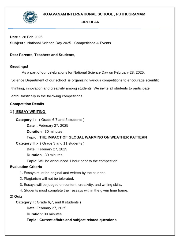national science day circular | PDF