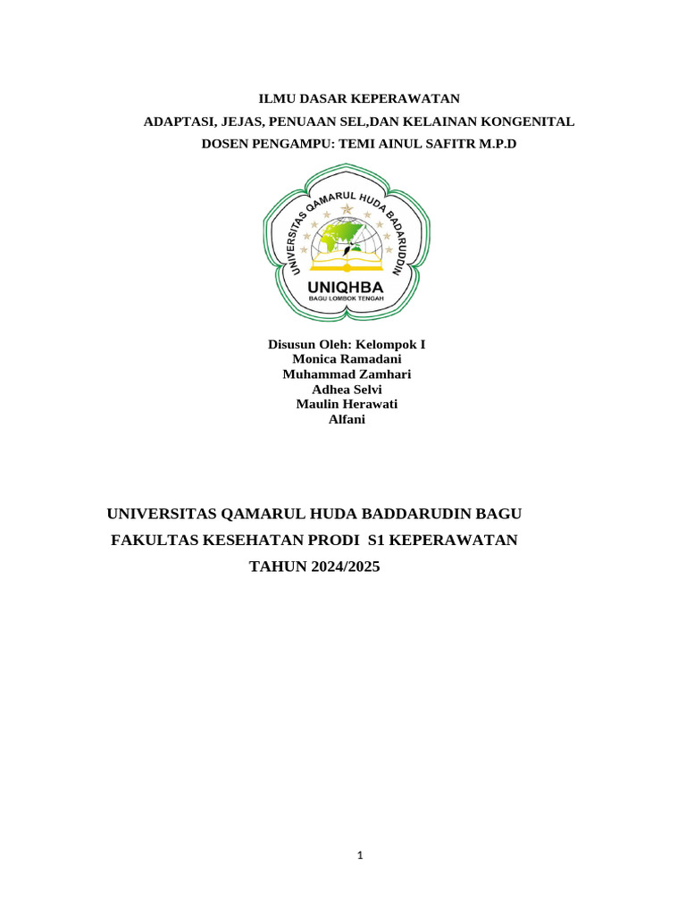 Adaptasi dan Jejas Sel dalam Keperawatan | PDF