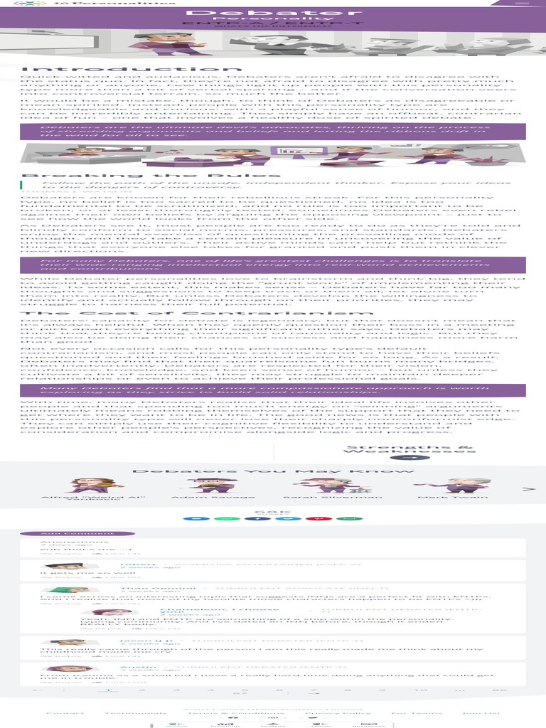 Introduction Debater (ENTP) Personality 16per | PDF | Rationality ...