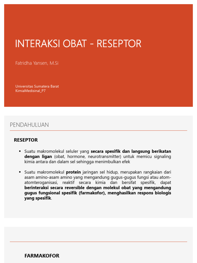 Interaksi Obat dan Reseptor: Teori dan Fungsi | PDF