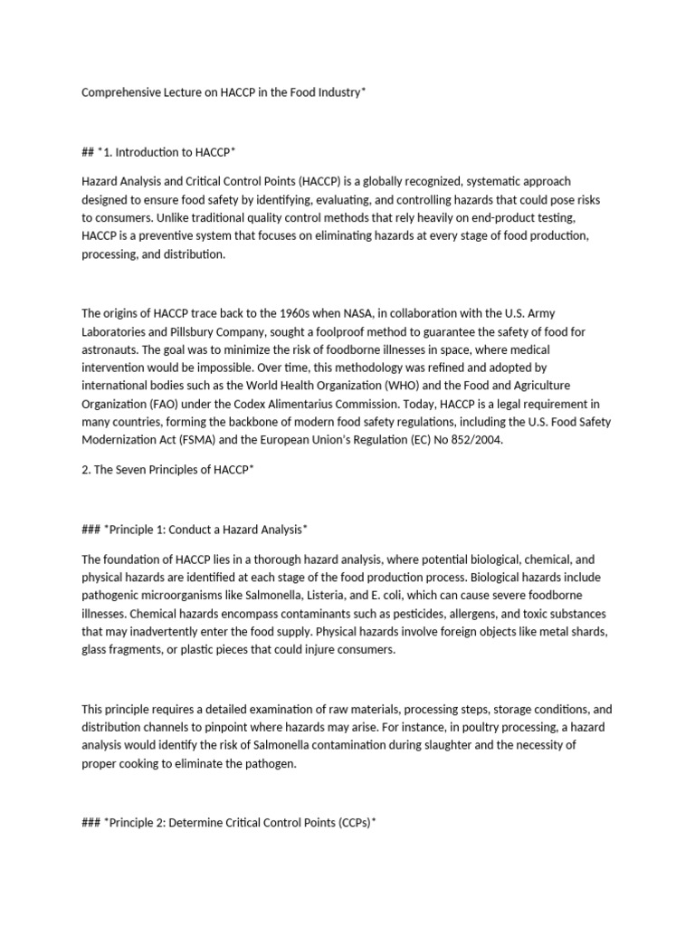 HACCP Principles for Food Safety Management | PDF | Hazard Analysis And ...