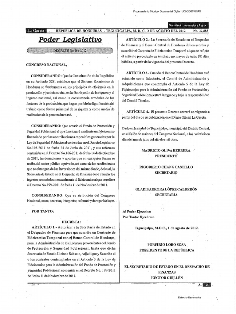 Decreto Legislativo 104-2012 | PDF