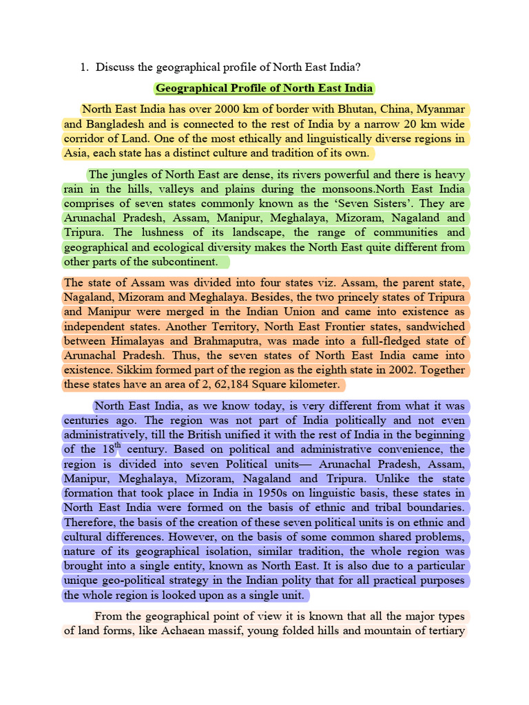 Geographical Features of Northeast India | PDF | Earth Sciences ...