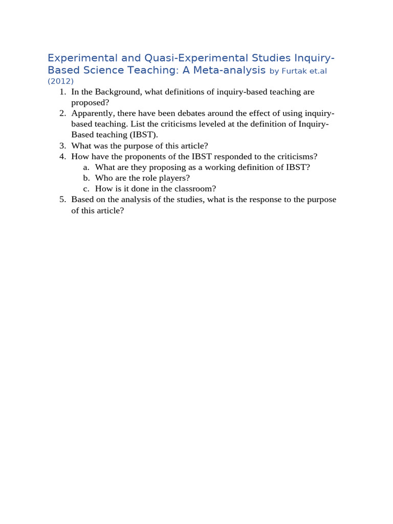 Experimental and Quasi-Experimental Studies On IBST - Comprehension ...