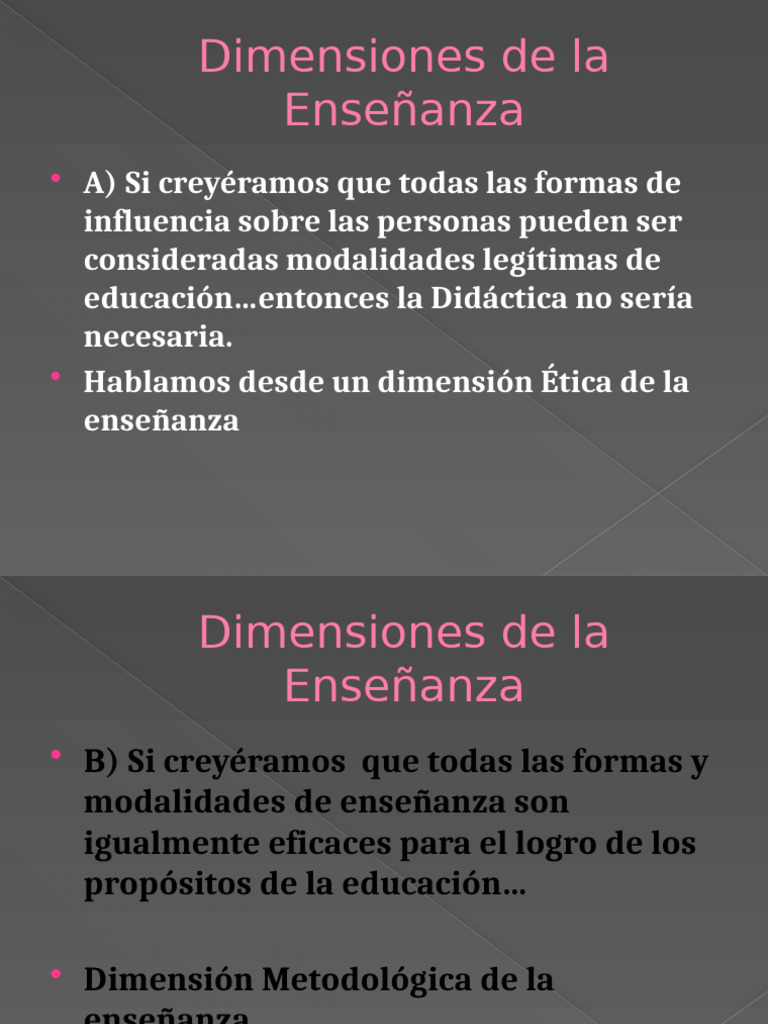 Dimensiones de La Ensen Anza y Supuestos de La Didactica | PDF