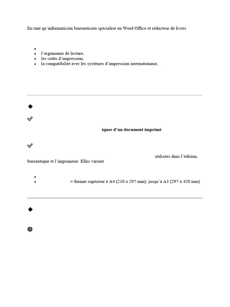 Formats d'impression en Word Office | PDF | Microsoft Word | Mise en page