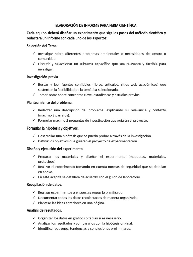 Informe para Feria Científica: Guía Completa | PDF