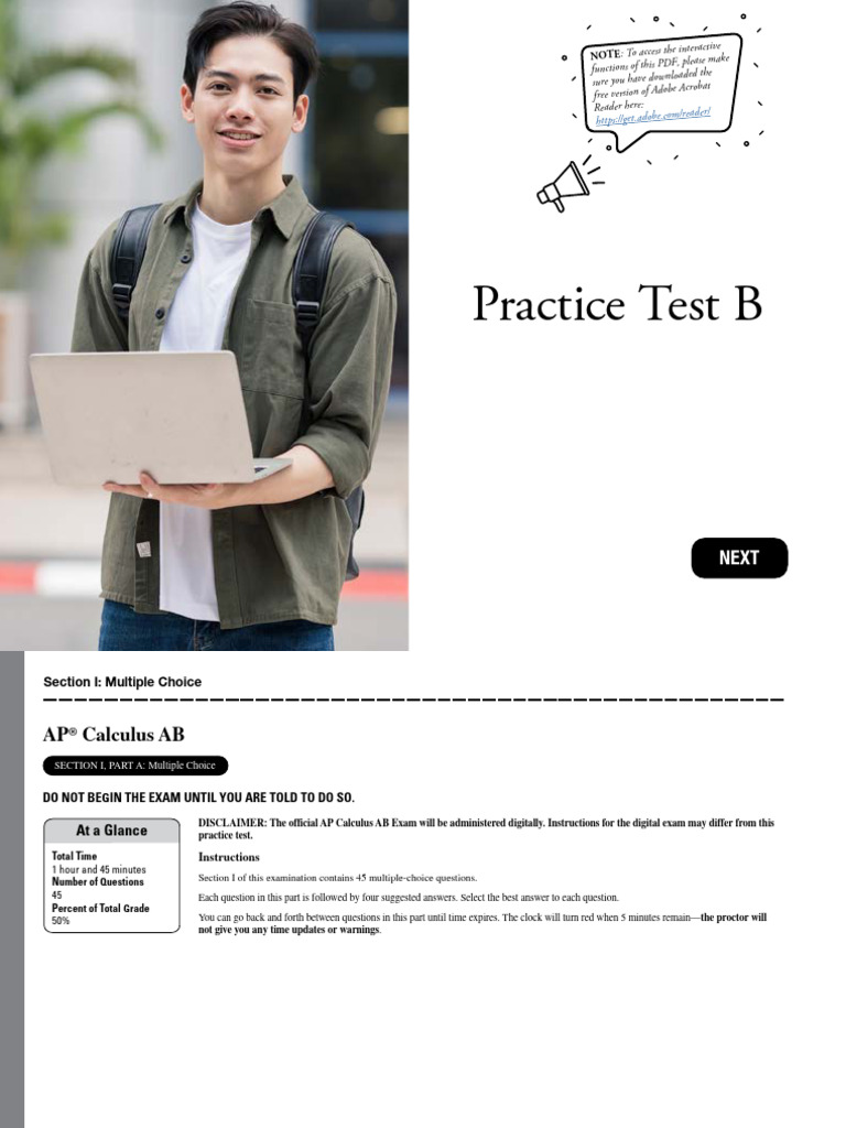 AP Calculus AB Practice Test B | PDF | Mathematical Analysis