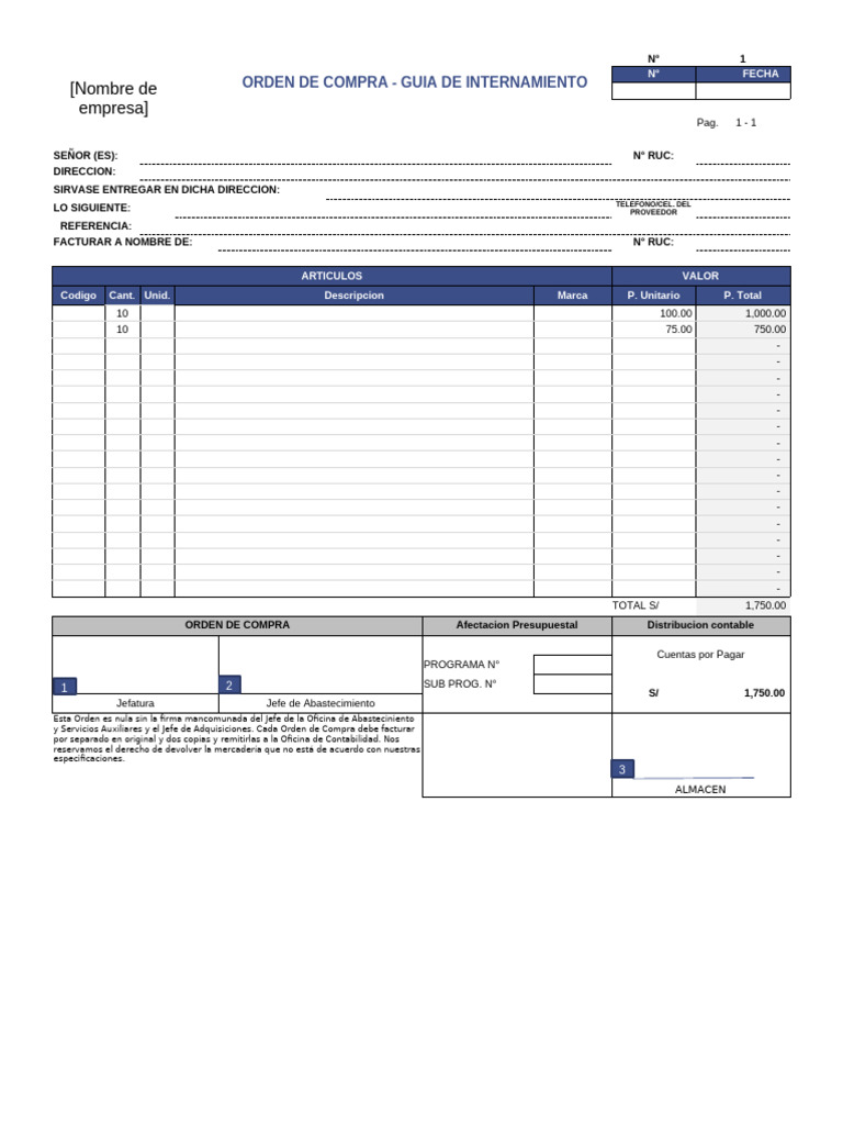Orden de Compra | PDF | Industrias de servicio | Business