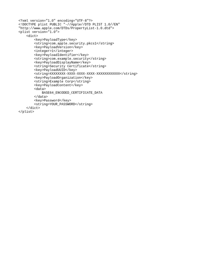 Security Certificate Payload XML | PDF