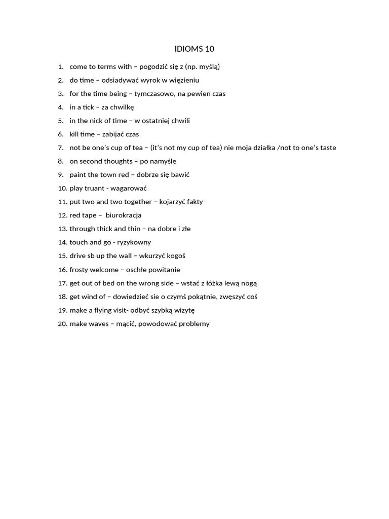 Idioms 10 | PDF
