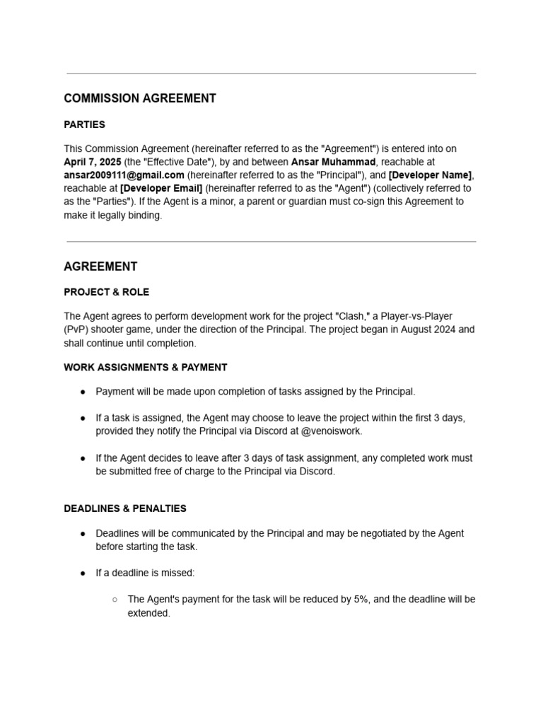 Commission Agreement | PDF | Civil Law (Legal System) | Justice