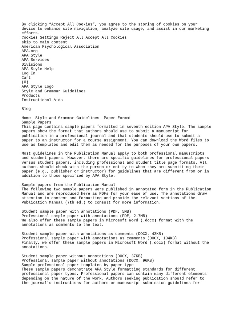 APA Style Sample Papers Guide | PDF | Apa Style | American ...