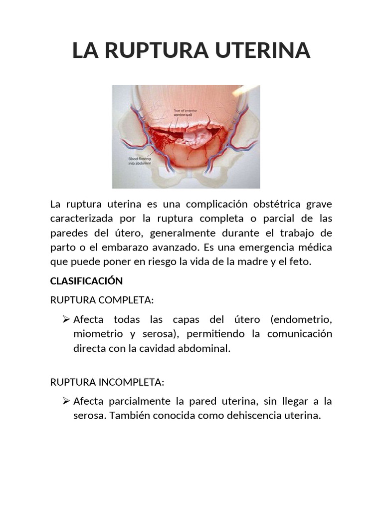 Ruptura Uterina: Causas y Tratamiento | PDF | Parto | El embarazo