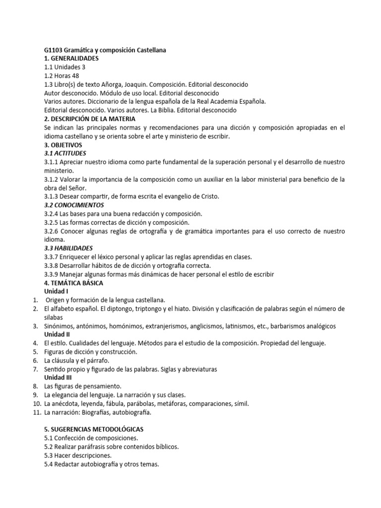 Gramatica y Composicion Castellana II | PDF | Lingüística