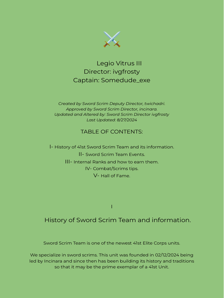 Official 41st Sword Scrim Team Document | PDF | Military