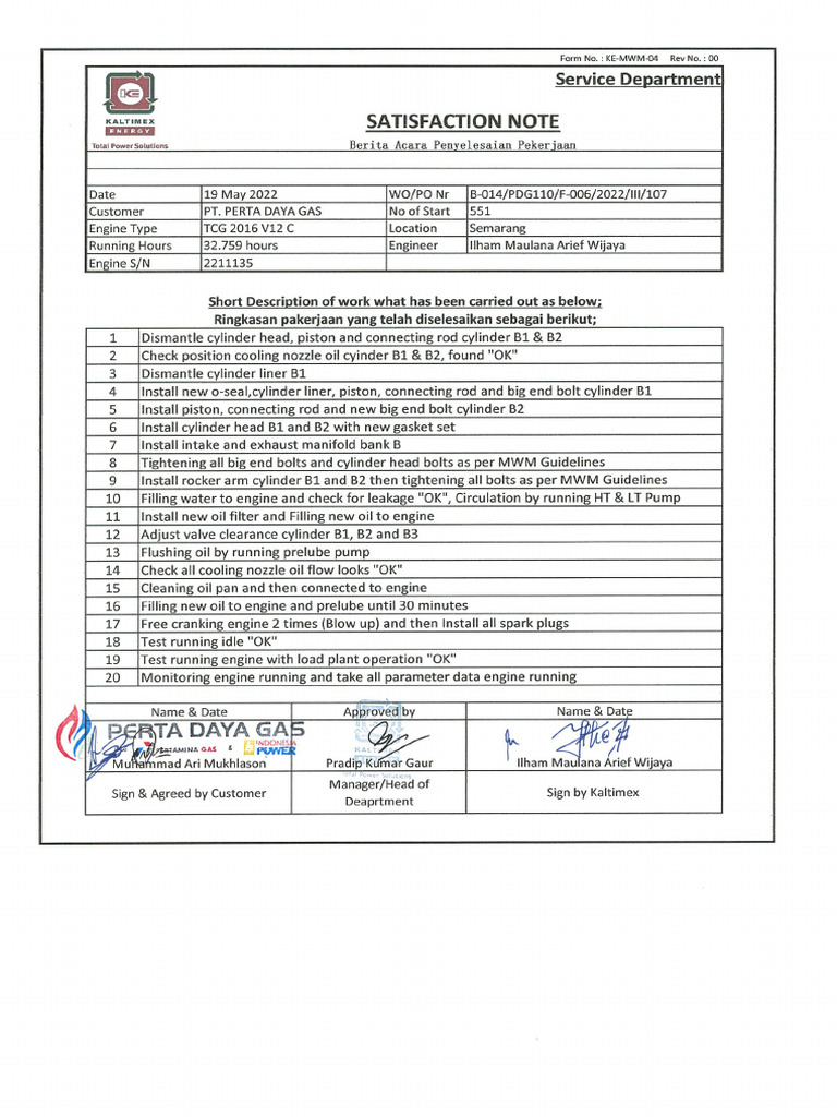 Work Report E60. Dt.190522 | PDF