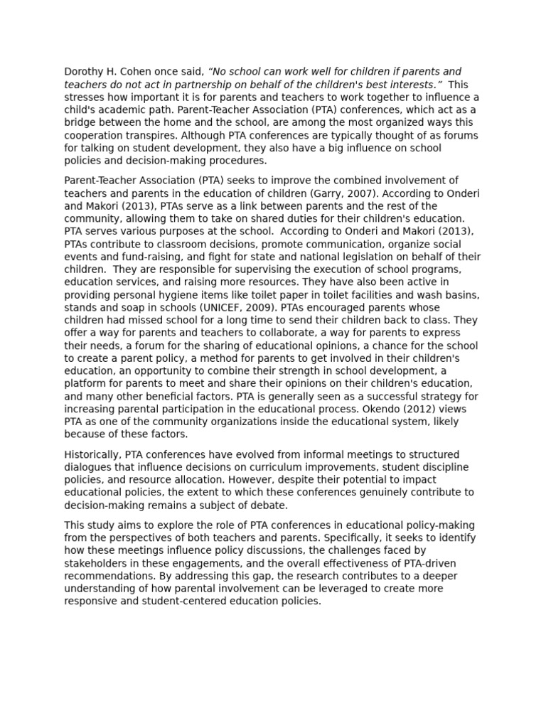 PTA Conferences: Bridging Home and School | PDF | Learning