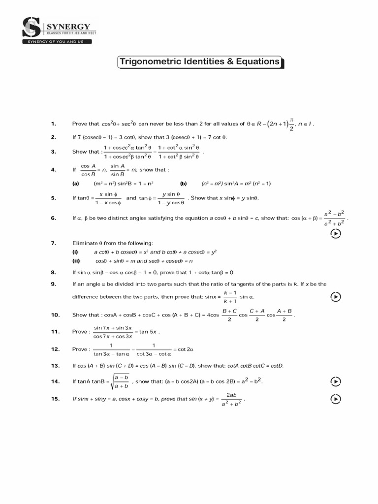 Trigonometry 1 To 60 | PDF