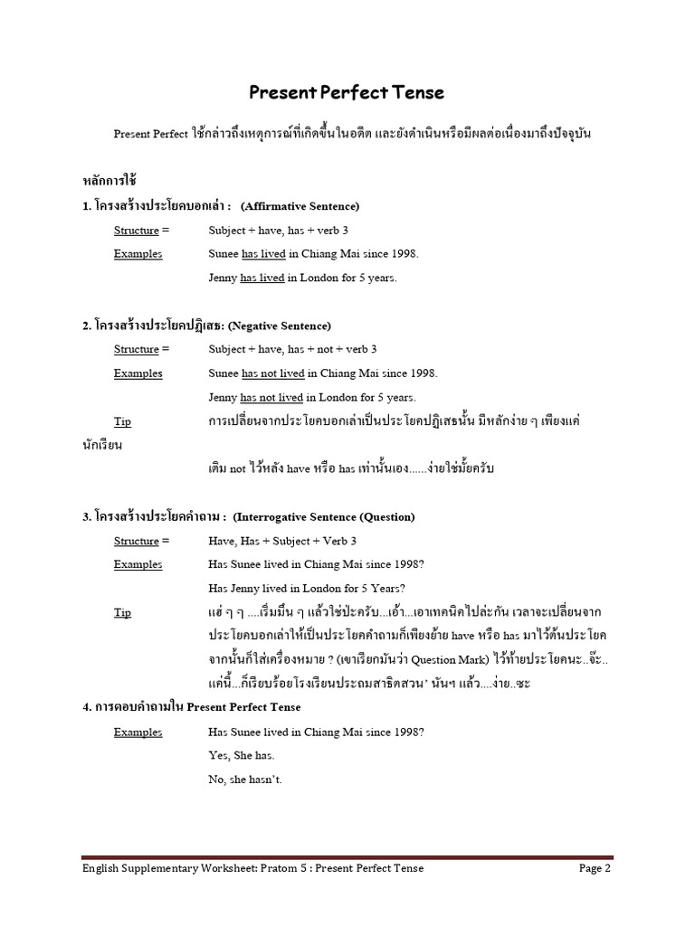 Part Perfect Tense | PDF