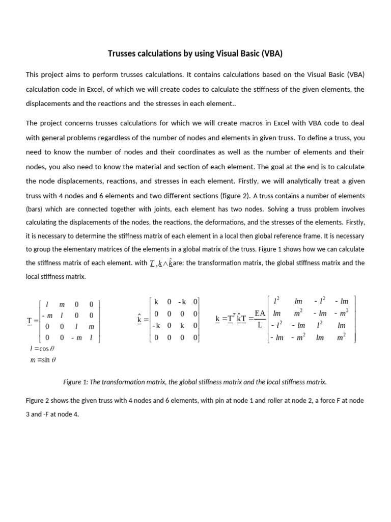 VBA Truss Calculations in Excel | PDF | Truss | Mathematical Physics