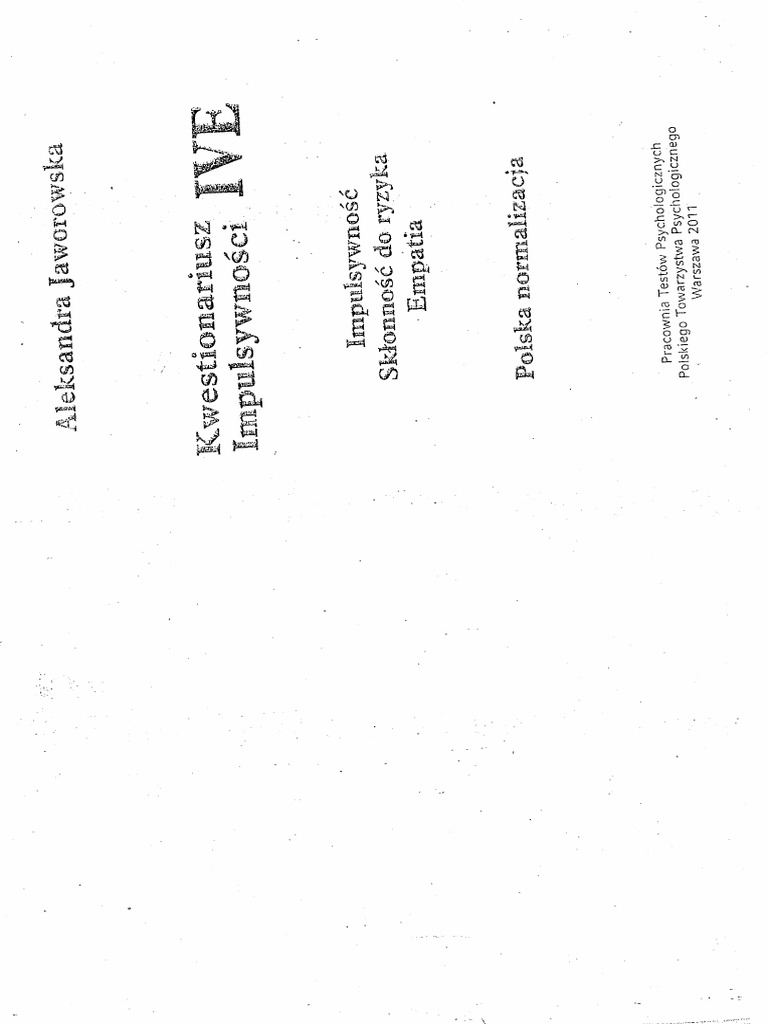 Kwestionariusz 20impulsywno C5 9bci 20IVE 20 - 20podr C4 99cznik | PDF