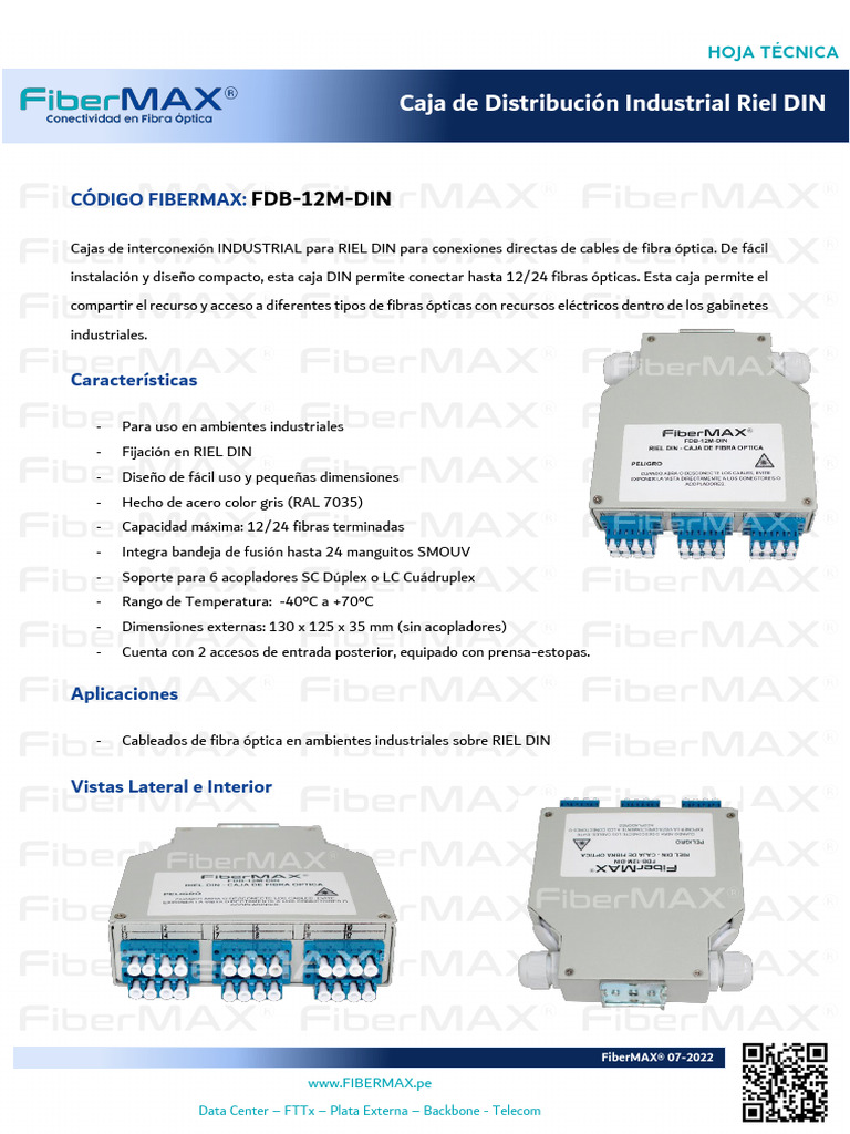 Caja de Distribución Riel DIN para Fibra Óptica | PDF