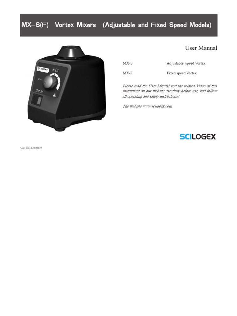 MX-S(F) Vortex Mixers User Manual | PDF | Mains Electricity