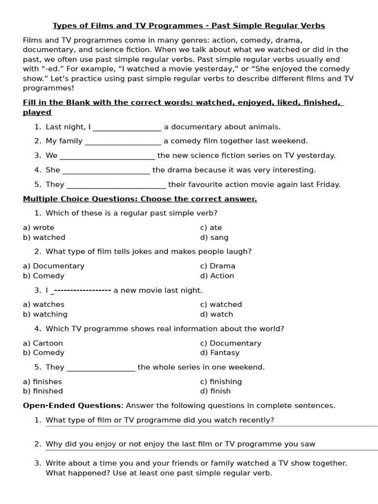 Past Simple Verbs in Film Descriptions | PDF